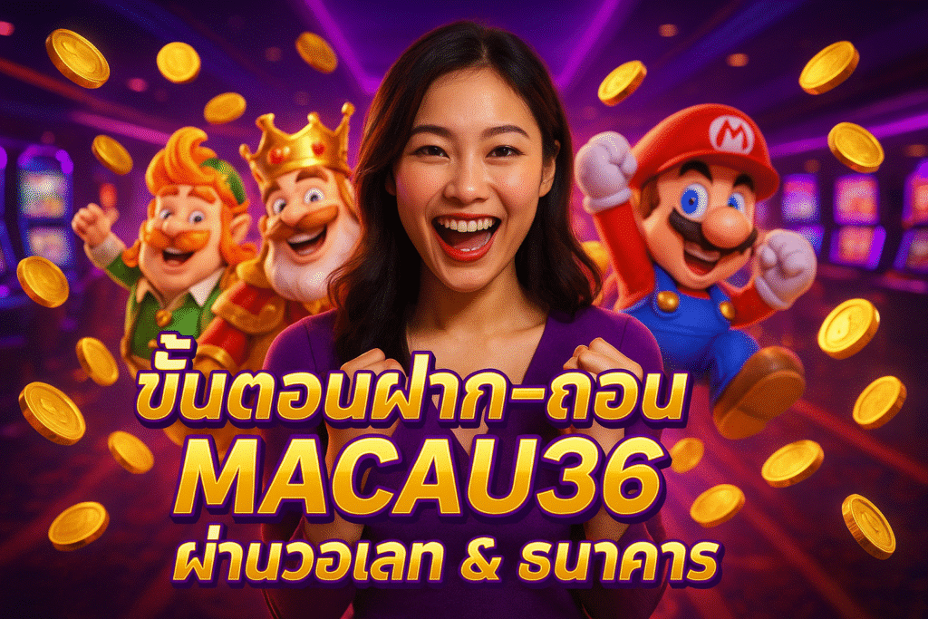 ขั้นตอนฝาก-ถอน MACAU36 ผ่านวอเลท & ธนาคาร